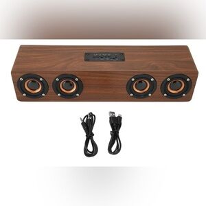 Wooden Bluetooth Speaker with Orange Accents